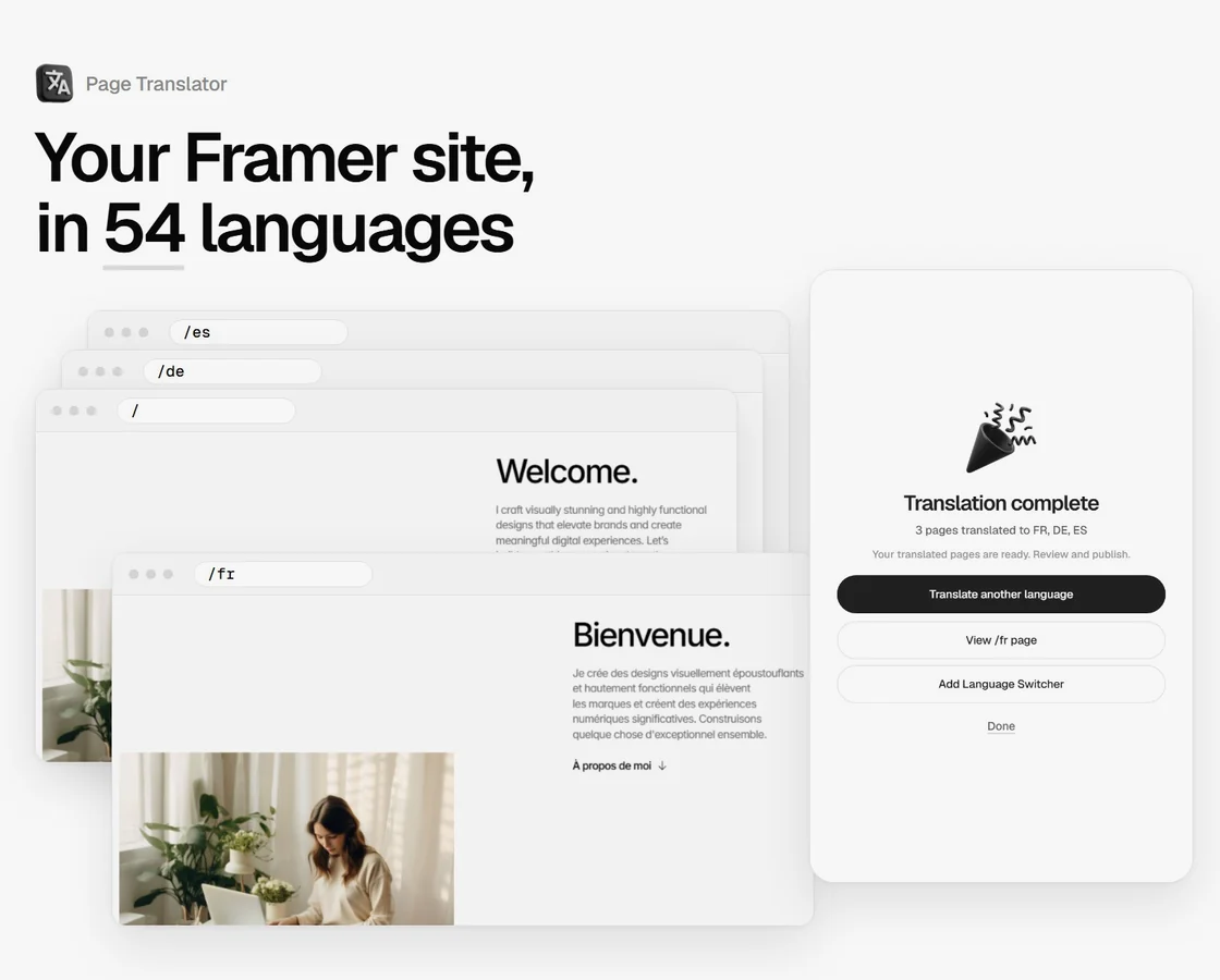 Le plugin de traduction que je vends sur Framer
