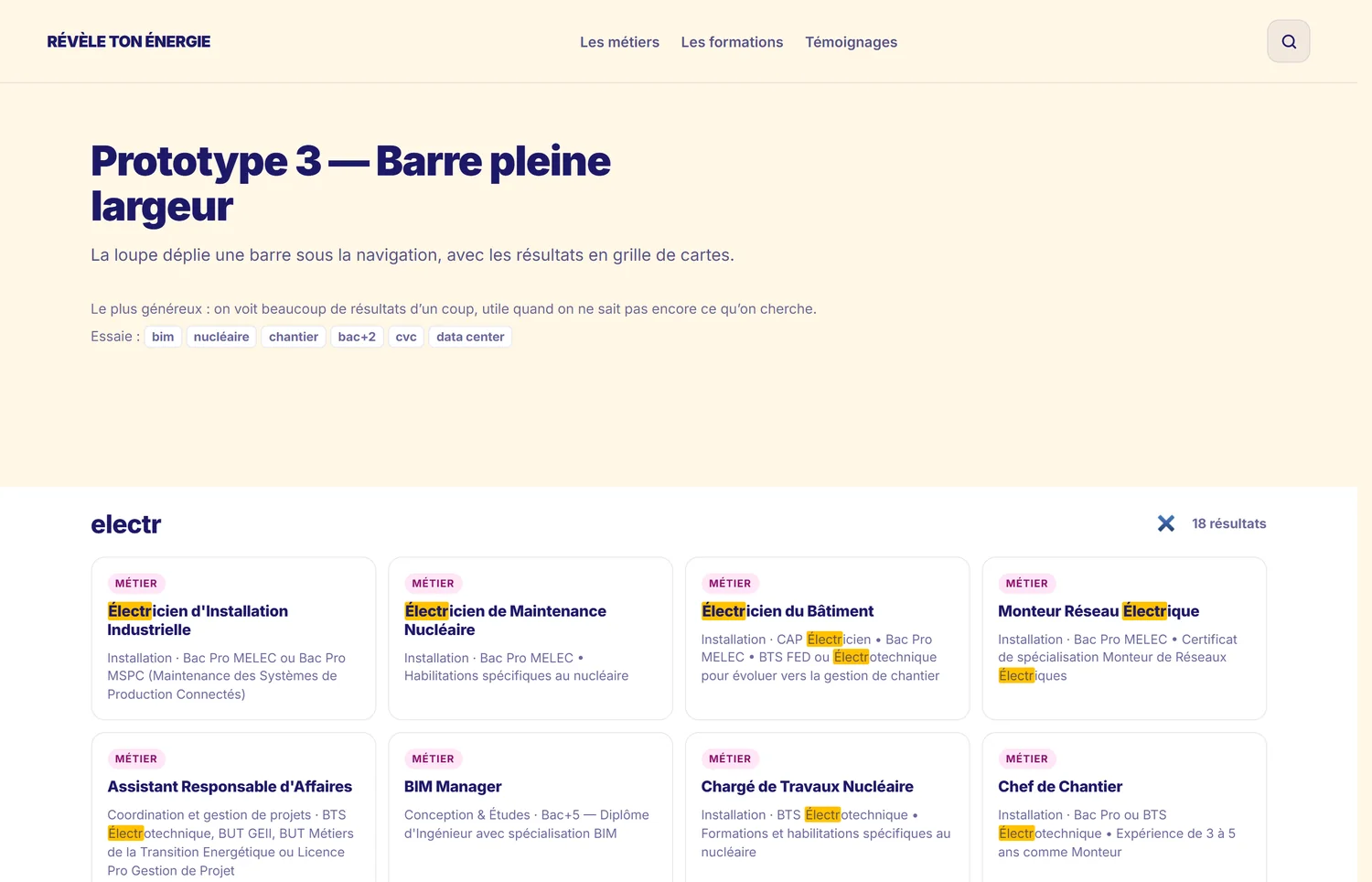 Quatre pistes pour la recherche, serce recherche barre