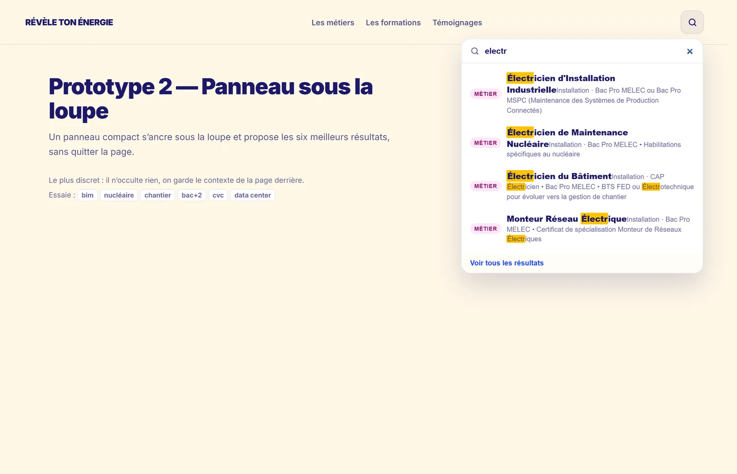 Quatre pistes pour la recherche, serce recherche panneau