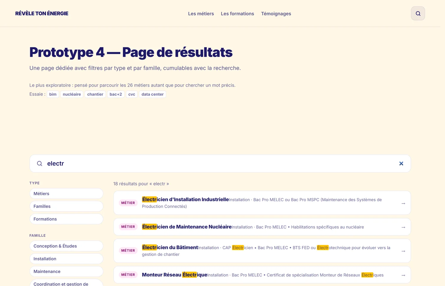 Quatre pistes pour la recherche, serce recherche resultats